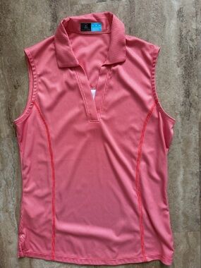 PGA Tour Coral Pink Sleeveless Golf Polo